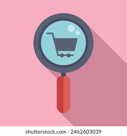 Search shop icon flat vector. Store locator online. App delivery sale