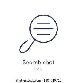 search shot interface with a magnifier tool icon from user interface outline collection. Thin line search shot interface with a magnifier tool icon isolated on white background.