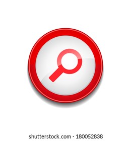 Search Sign Circular Red Vector Web Button Icon