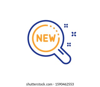 Search sign. New products line icon. Magnifier glass symbol. Colorful outline concept. Blue and orange thin line new products icon. Vector