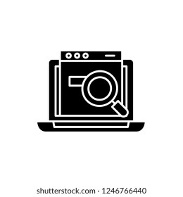 Search site black icon, vector sign on isolated background. Search site concept symbol, illustration 
