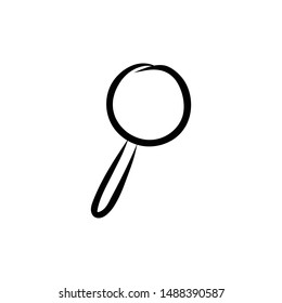 Suche Skizze Vektorsymbol Hand gezeichnet einzeln auf weißem Hintergrund. Symbolsuche