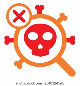 search with skull icon isolated on white background