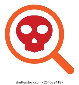 search with skull icon isolated on white background