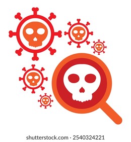 search with skull icon isolated on white background