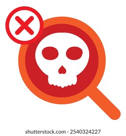 search with skull icon isolated on white background