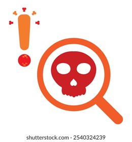 search with skull icon isolated on white background