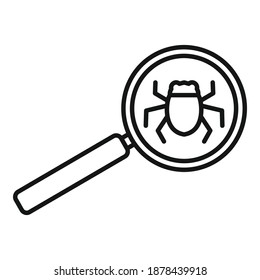 Search software bug icon. Outline search software bug vector icon for web design isolated on white background