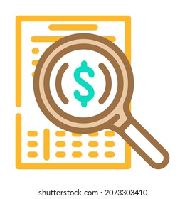 vector de icono de color de problemas financieros y de negocios de soluciones de búsqueda. firma de problemas financieros y de negocios de soluciones de búsqueda. ilustración de símbolo aislado