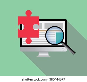 search solution via online browsing browse internet in a computer pc computer vector