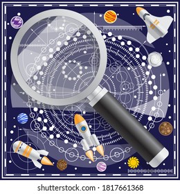 Search in space. Vector illustration.