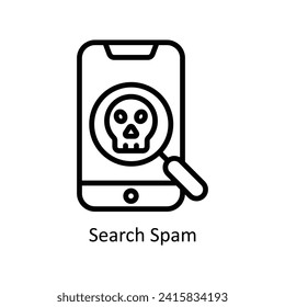 Ilustración del estilo de icono de esquema del vector de spam de búsqueda. Archivo EPS 10