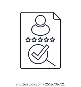 Search for a specialist. Selection and approval of a candidate. Vector linear icon isolated on white background.