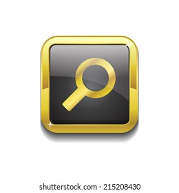 Search Square Golden Black Vector Web Button Icon