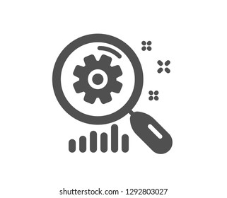 Search statistics icon. Find analysis sign. Quality design element. Classic style icon. Vector