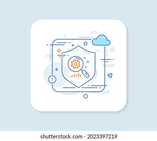 Icono de línea de estadísticas de búsqueda. Botón vector abstracto. Buscar signo de análisis. Icono de línea de estadísticas de búsqueda. Proteger el concepto de escudo. Vector