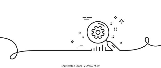 Search statistics line icon. Continuous one line with curl. Find analysis sign. Search statistics single outline ribbon. Loop curve pattern. Vector