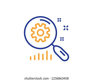 Search statistics line icon. Find analysis sign. Colorful outline concept. Blue and orange thin line color Search statistics icon. Vector