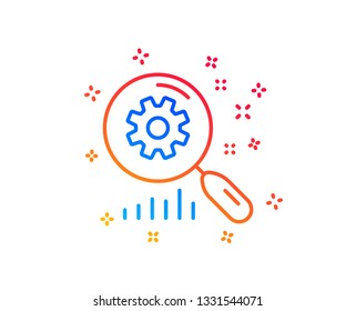 Search statistics line icon. Find analysis sign. Gradient design elements. Linear search statistics icon. Random shapes. Vector