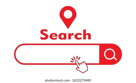 Cadeia de pesquisa com cadeia de caracteres de endereço. Ilustração vetorial.