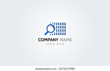 Símbolo de búsqueda, logotipo de datos, icono de la lupa de aumento, signo de la lupa de aumento, ilustración del vector