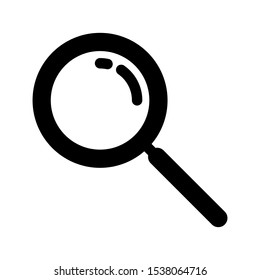 Search symbol icon of magnifying glass. Inspection concept glyph. Black magnifier vector icon with transparent background. Isolated illustration on white background. Web siteddress bar search icon.