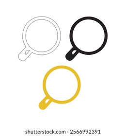 Search symbol magnifying glass icon on white background outline  silhouette and color vector