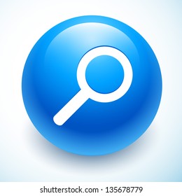 Search symbol on blue sphere