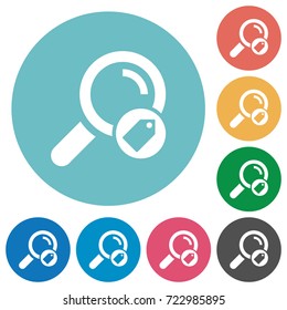 Search tags flat white icons on round color backgrounds
