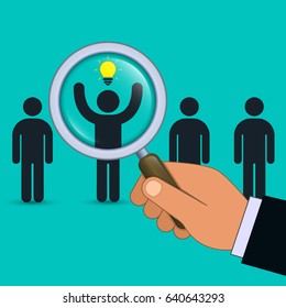 Search for talent with idea illustration. Looking for employees and job, business, human resource. Vector business concept.