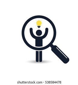 Search For Talent With Idea. Looking For Employees And Job, Business, Human Resource. Search Man Vector Icon. Job Search.