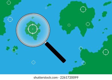 search target on map with magnifying glass, vector illustration for marketing, business, concept