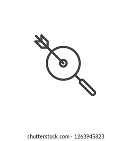 Search target outline icon. linear style sign for mobile concept and web design. Magnifying glass and aim target simple line vector icon. Symbol, logo illustration. Pixel perfect vector graphics