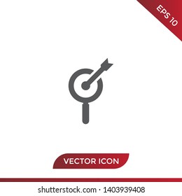 Search and target vector icon isolated on white background