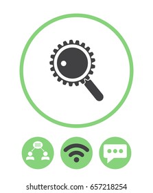Search, teamwork, wireless and speech bubble vector icon.