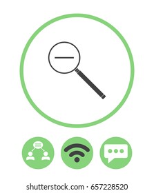 Search, teamwork, wireless and speech bubble vector icon.