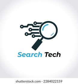 Search Tech Logo Design Vector Template. Web Search, Explore, Magnifying Glass Icon Creative Design.