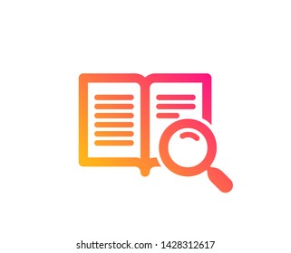 Search text icon. Find word sign. Open book symbol. Classic flat style. Gradient search text icon. Vector