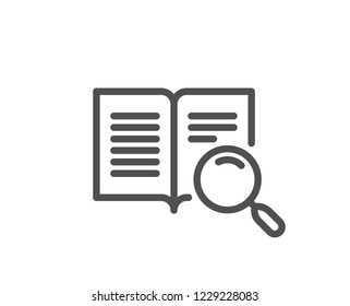 Search text line icon. Find word sign. Open book symbol. Quality design flat app element. Editable stroke Search text icon. Vector