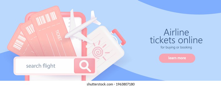 Search through the online booking service. Vector horizontal template. For the web design page of travel agencies.