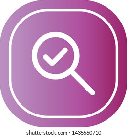 Search and tick icon in simple design.  Illustration of a loupe . A searching sign.