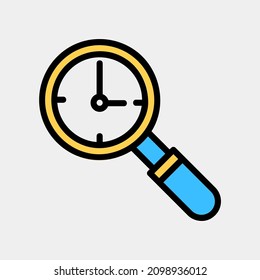 Search time icon vector illustration in filled line style about calendar and date, use for website mobile app presentation