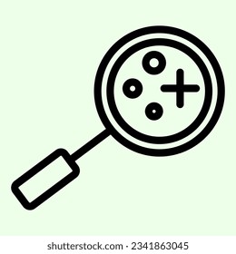 Search tool line icon. Magnifying glass lens with bacterias result outline style pictogram on white background. Science and biology signs mobile concept web design. Vector graphics.