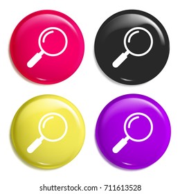 Search Tool multi color glossy badge icon set. Realistic shiny badge icon or logo mockup