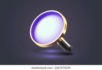Search tool object, magnifying glass on black background