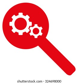Search Tools vector icon. Style is flat symbol, red color, rounded angles, white background.