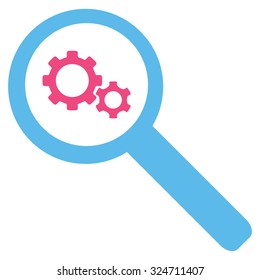 Search Tools vector icon. Style is bicolor flat symbol, pink and blue colors, rounded angles, white background.