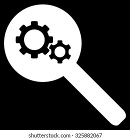 Search Tools vector icon. Style is flat symbol, white color, rounded angles, black background.