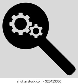 Search Tools vector icon. Style is flat symbol, black color, rounded angles, light gray background.