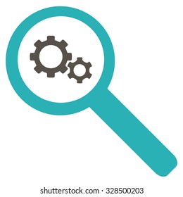 Search Tools vector icon. Style is bicolor flat symbol, grey and cyan colors, rounded angles, white background.